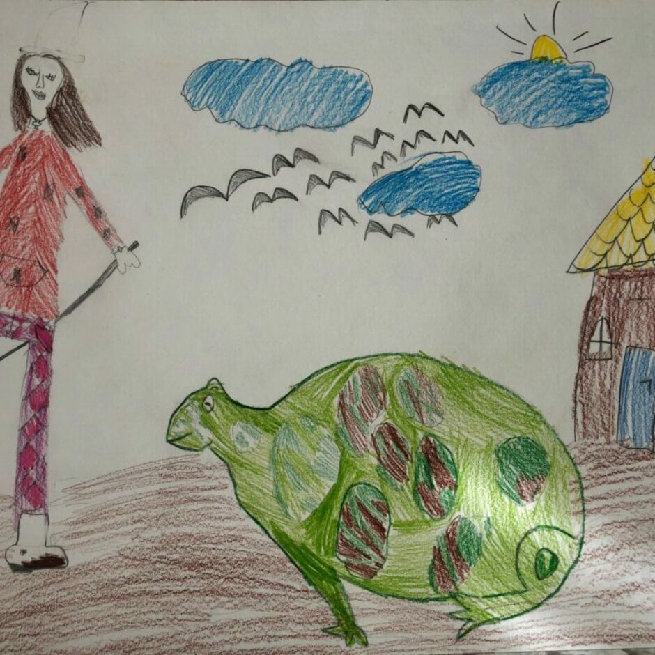 Dabas aizsardzības pārvaldes konkursa “Misija–KRUPIS. Izglāb princi!” dalībnieka zīmējums