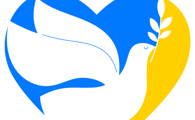 Cerības putns Ukraiņu karoga krāsas sirdī