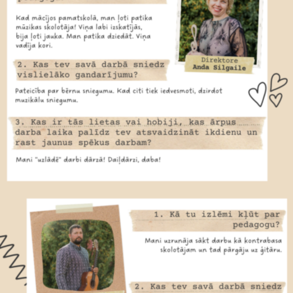 Skolotāju dienas pasākuma skolotāju atbildes uz jautājumiem