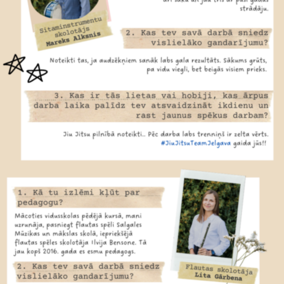 Skolotāju dienas pasākuma skolotāju atbildes uz jautājumiem