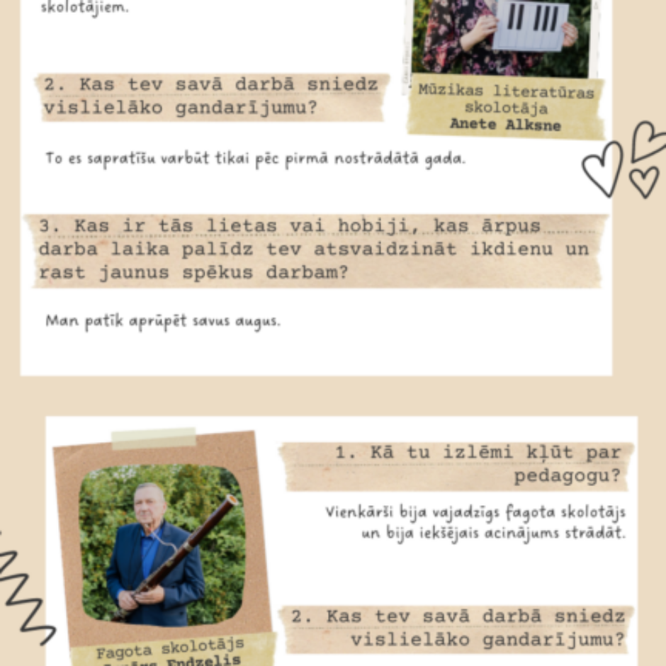 Skolotāju dienas pasākuma skolotāju atbildes uz jautājumiem