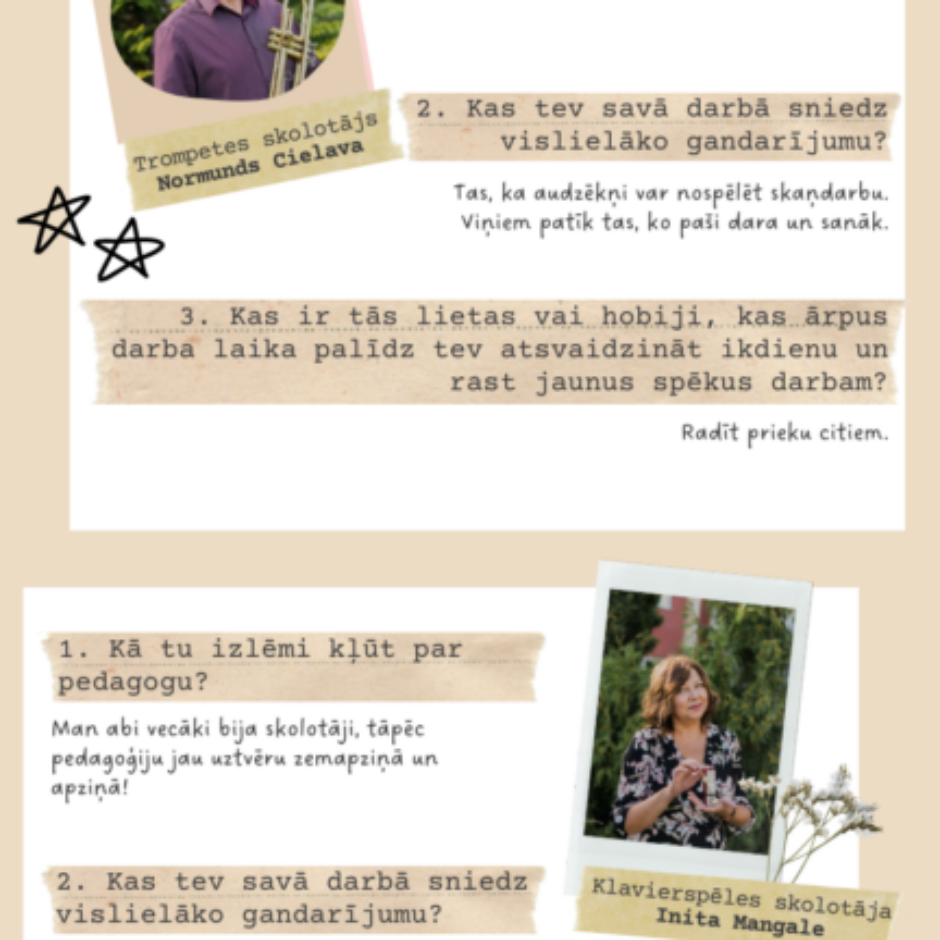 Skolotāju dienas pasākuma skolotāju atbildes uz jautājumiem